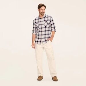 NWT Woolrich x Target Cream Navy Plaid Flannel Shirt XL